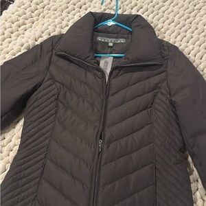 Kenneth Cole Reaction Black Puffer Jacket with Chevron Quilting